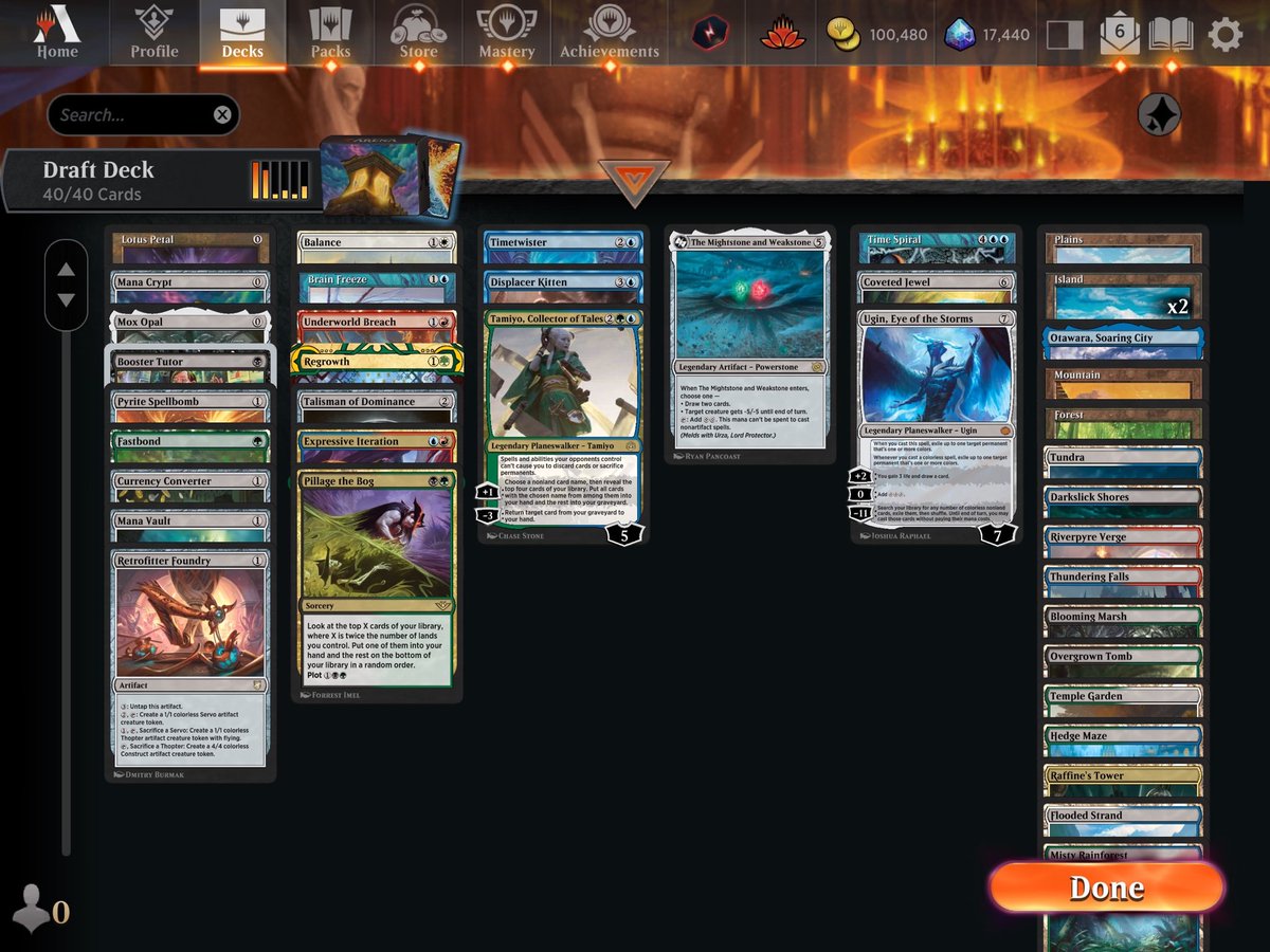 Hi I’m here for the #cubeporn

I set up some real nice Kitten / Tamiyo / Booster tutor loops.