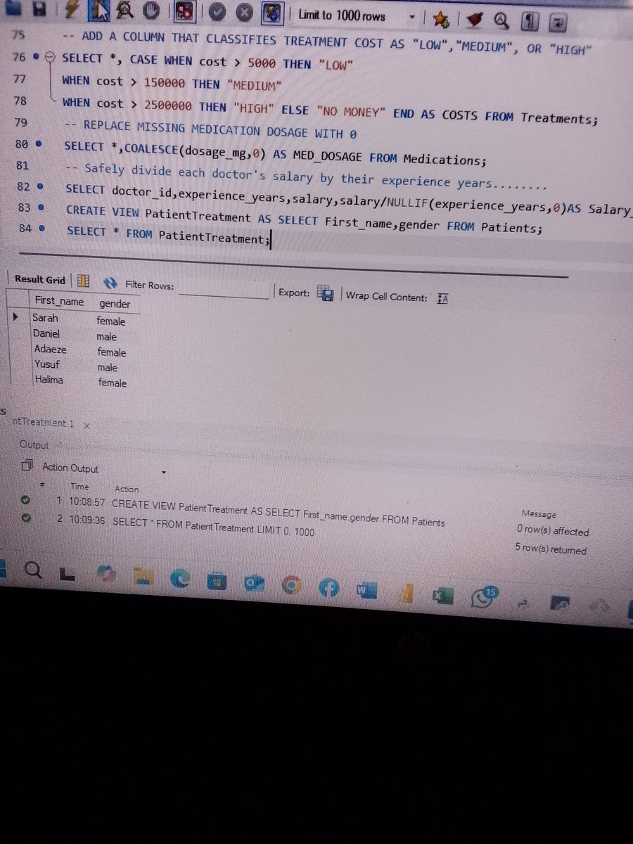 Etty_official's tweet image. Day 36 of SQL Learning
Today I explored Views, basically saved SQL queries that act like virtual tables.
✅ Simplify complex queries
✅ Reuse code easily
#SQL #100DaysOfSQL #DataJourney #LearnSQL