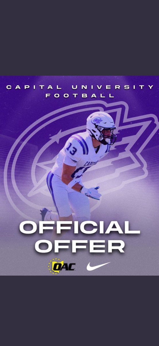 After a great talk with <a href="/Coachcalexander/">Charles Alexander</a> I am blessed grateful to receive an offer from <a href="/CapitalU_FB/">Capital University Football</a> #CapFam