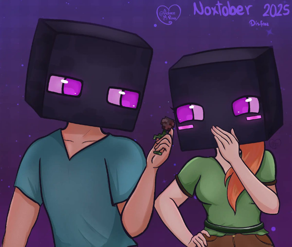 _AdaezeRina's tweet photo. Llegamos al final de #noxtober2025
Feliz #haloween !!
Hice este dibujito también como la vieja dinámica de #matchicon :3 de #alexysteve de #minecraft
#matchicon https://t.co/zdDVGpjcFs