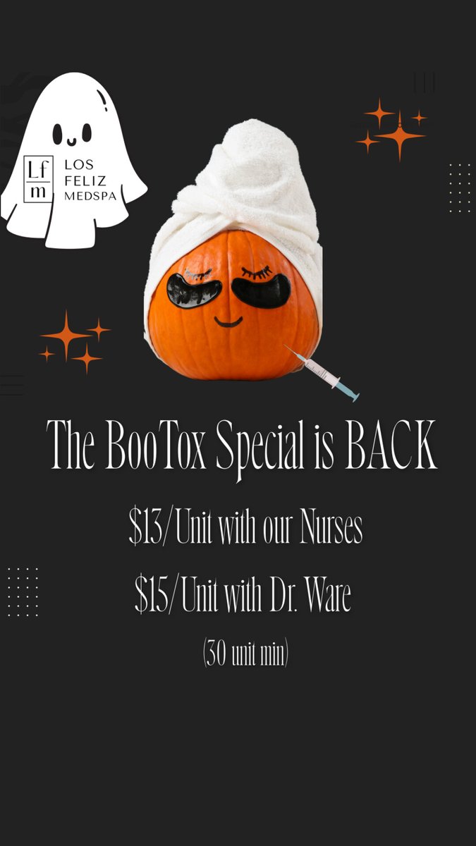 LosFelizMedSpa's tweet image. BooooooTox .. special #botox pricing $13 per unit .. call now 323.664.0186
#losfeliz #medspa #drmicheleware