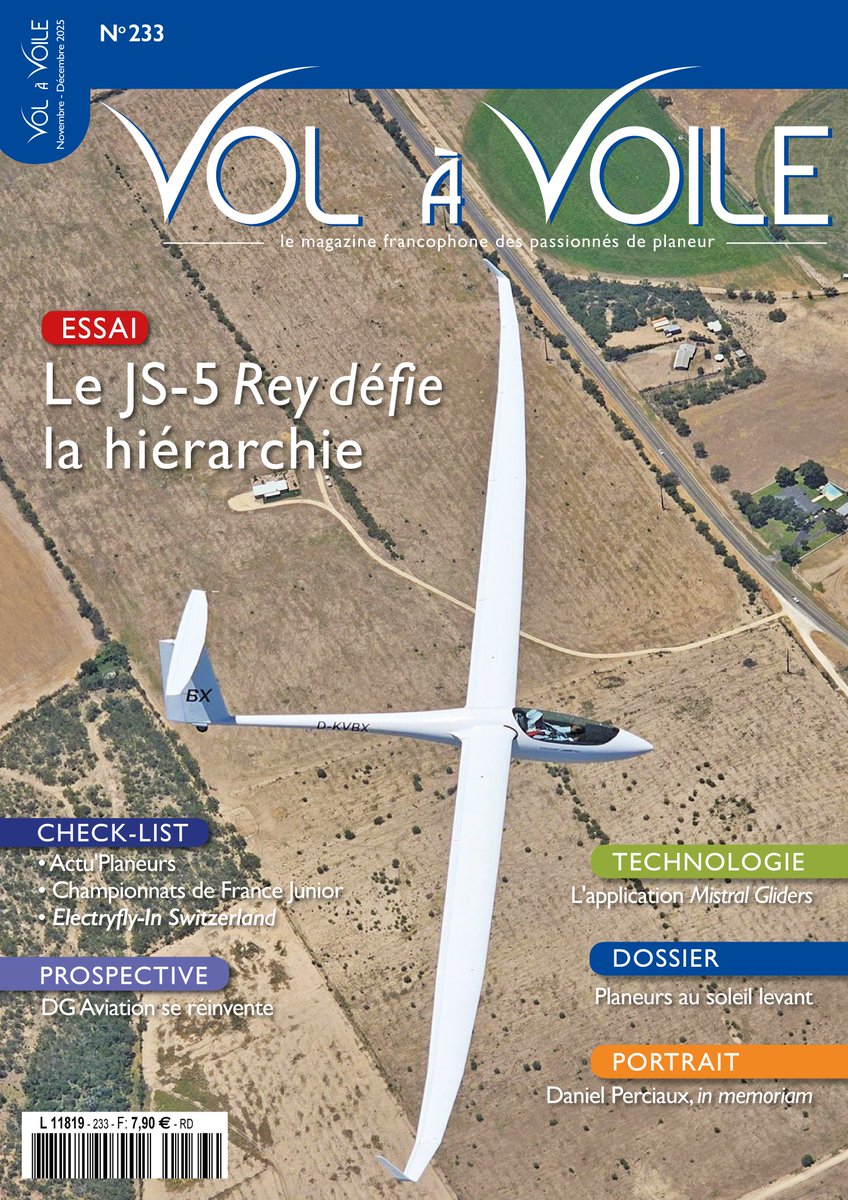 Le N° 233 (novembre-décembre 2025) est disponible en kiosque ou en ligne (revuevolavoile.fr/abonnement/). Le traditionnel essai présente le JS-5 Rey.
<a href="/FFVolenPlaneur/">FFVP</a>
<a href="/CNVV_SAINTAUBAN/">CNVV_SaintAuban</a>
<a href="/CNVVsthubert/">CNVV</a>
<a href="/faisgp/">FAI SGP Series</a>
<a href="/AeCS01/">Aeroclub der Schweiz</a>
<a href="/canglide/">Soaring Assoc Canada</a>
<a href="/FAI_IGC/">FAI Gliding</a>
<a href="/vinonsoaring/">vinonsoaring</a>