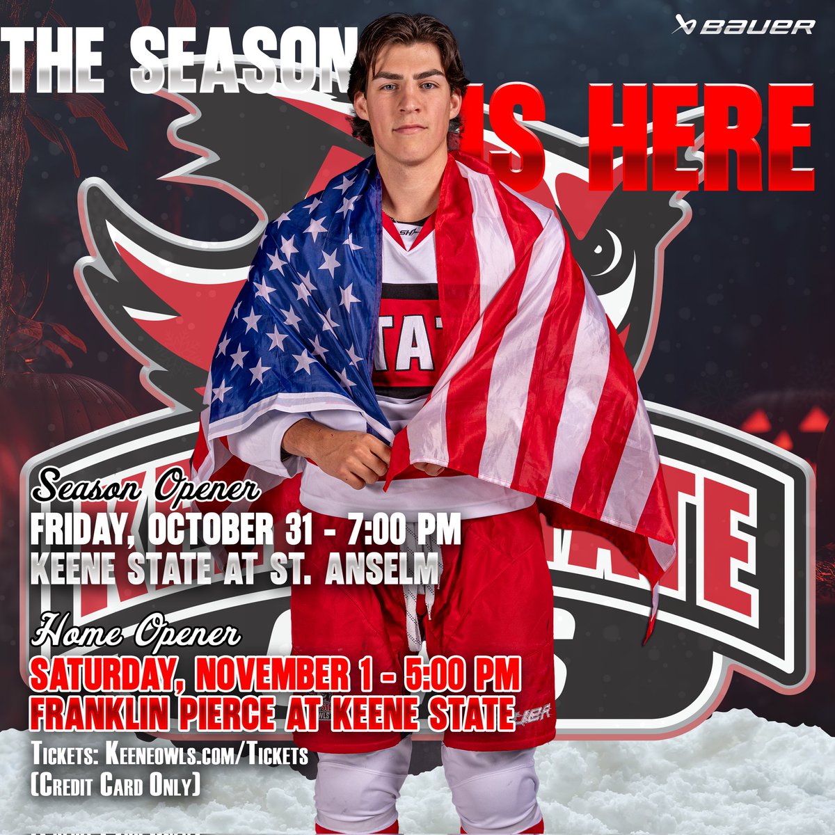 Opening night at St. A's at 7:00pm.  Home opener Saturday at 5pm vs Franklin Pierce.
Tickets for Friday's game (yes, theyre $15) must be purchased in advance at: tickets.saintanselmhawks.com/event/saint-an…
Ticket for games at Keene are $5 and can be purchased in advance or at the door (cards only).