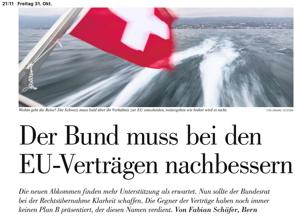 NZZ-Schäfer, EU-Enthusiast und SVP-Hasser: „Der Bund muss bei den EU-Verträgen nachbessern.“ Heisst das im Umkehrschluss, dass die Verträge abgelehnt werden sollen, falls Nachbesserungen nicht gelingen?