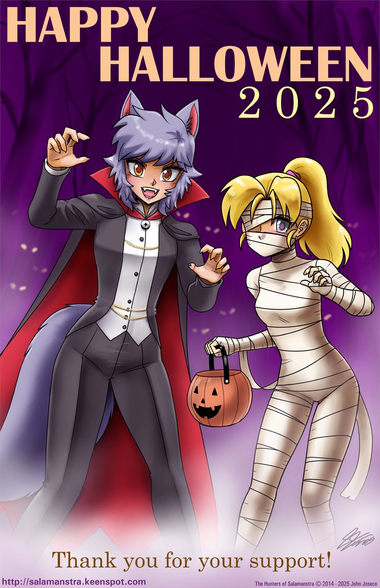 Happy Halloween 2025! Don't eat much candy! Apologies for the lack of updates. They will be coming next week! A lot of action pages to be drawn! Don't eat too much candy! Thank you for your support!   #HappyHalloween #Salamanstra
