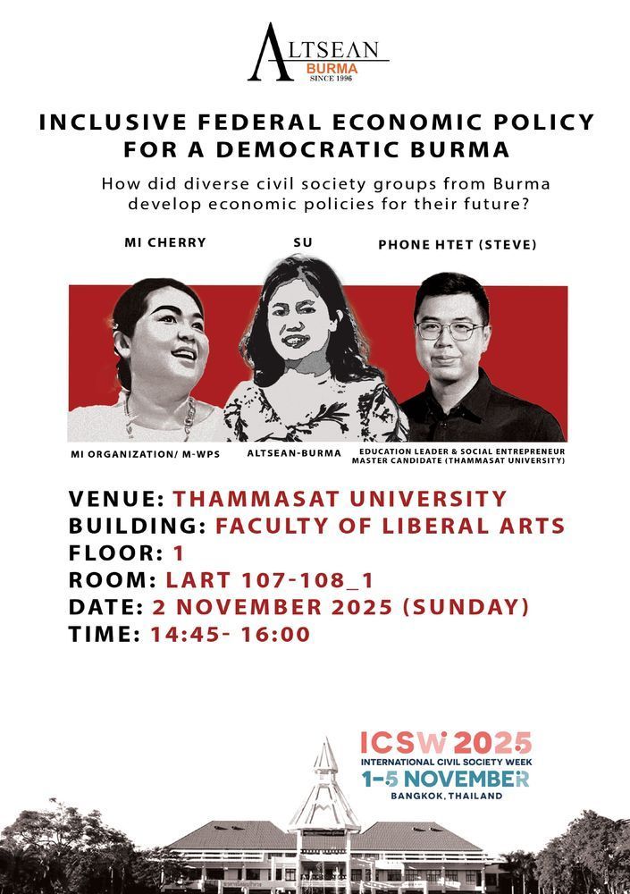 Sat:
Join <a href="/vanactivistshk/">Vancouver Activists of Hong Kong</a> for double screening of "Taking back the Legislature (佔領立法會)" &amp; "Inside the Red Brick Wall (理大圍城)" followed by discussion session in Vancouver. 

Sun:
@altsean hold panel "Inclusive Federal Economic Policy for a Democratic Burma" in BKK.
5/