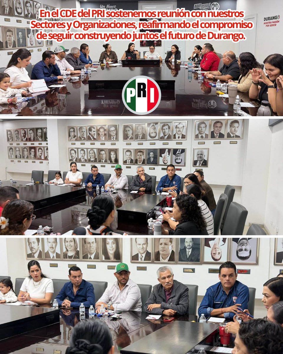 Hoy en CDE del PRI nos reunimos con nuestro Sectores y Organizaciones; Porque servir a Durango no es tarea, es misión y orgullo. 🇲🇽❤️

Seguimos aquí, unidos, trabajando y soñando junto a las familias duranguenses.
Por amor, por lealtad, por compromiso.
Por Durango. Siempre.