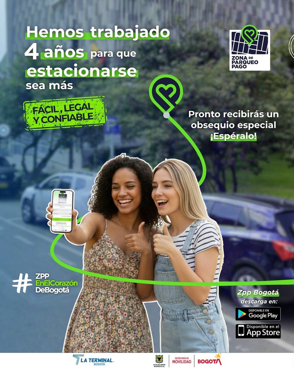 ZonaParqueoPago's tweet photo. 🚗 Hemos trabajado 4 años para que estacionarte en Bogotá sea más fácil, legal y confiable.
🎁 ¡Pronto recibirás un obsequio especial por hacerlo bien!
📲 Usa la app Zpp Bogotá y estaciona con tranquilidad.
#ZPP #EnElCorazónDeBogotá https://t.co/MtpSBju09T