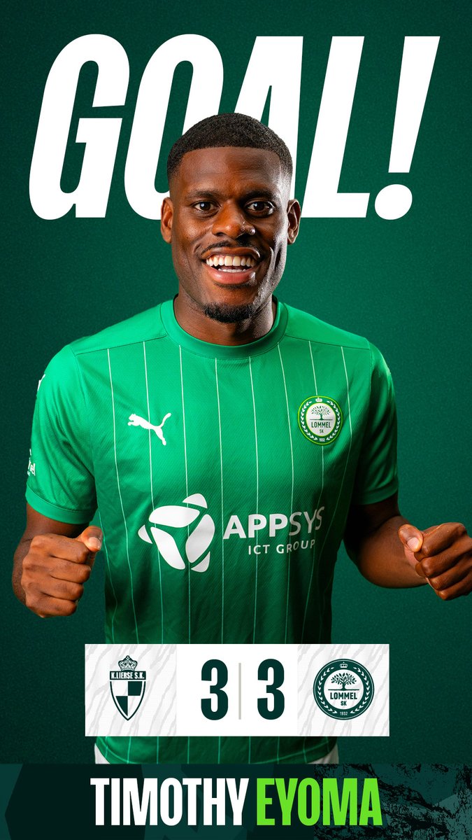 58' |3-3| GOAL!! We komen voor de 3de keer op gelijke hoogte, dit keer via Eyoma! #LIELOM #OurNature