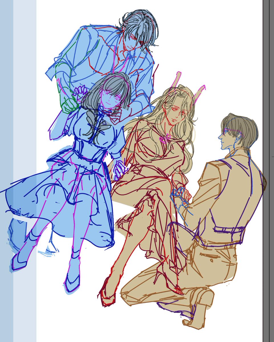 🍮👓下書き→線画→色分け→完成✨ 