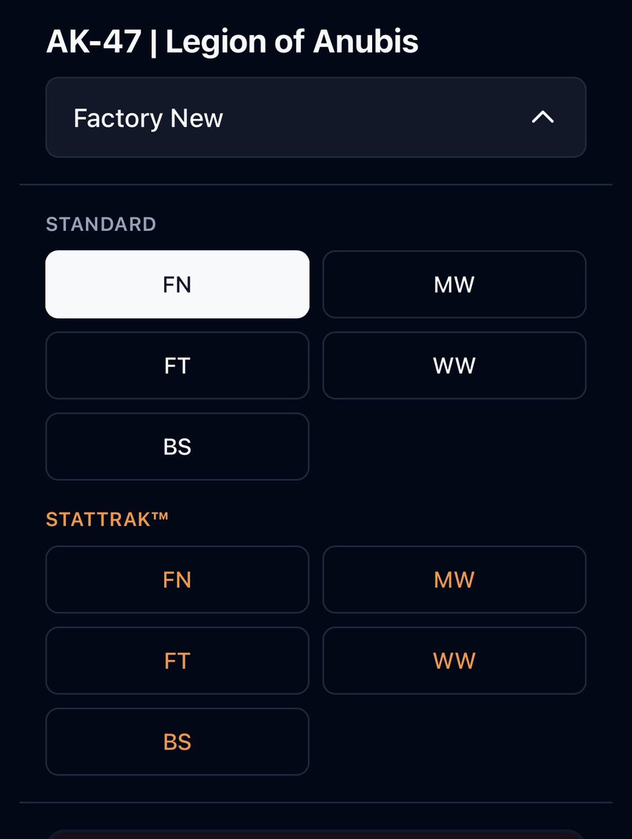 saltenator's tweet photo. 🔥Updated (mobile) UI🔥

It’s easier now to select StatTrak / Souvenir prices!

I’ve also added Lis Skins and Skinport prices. Adding more providers soon.

Btw, the third image is a sneak peek of the User Accounts update, coming very soon 👀 
Working hard on this one!

- Rick 💛 https://t.co/FDel3aGuzL