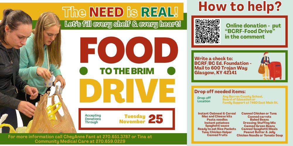The NEED is REAL!  Community Food Drive hosted by Barren Co. Schools barren.kyschools.us/o/ate/article/…