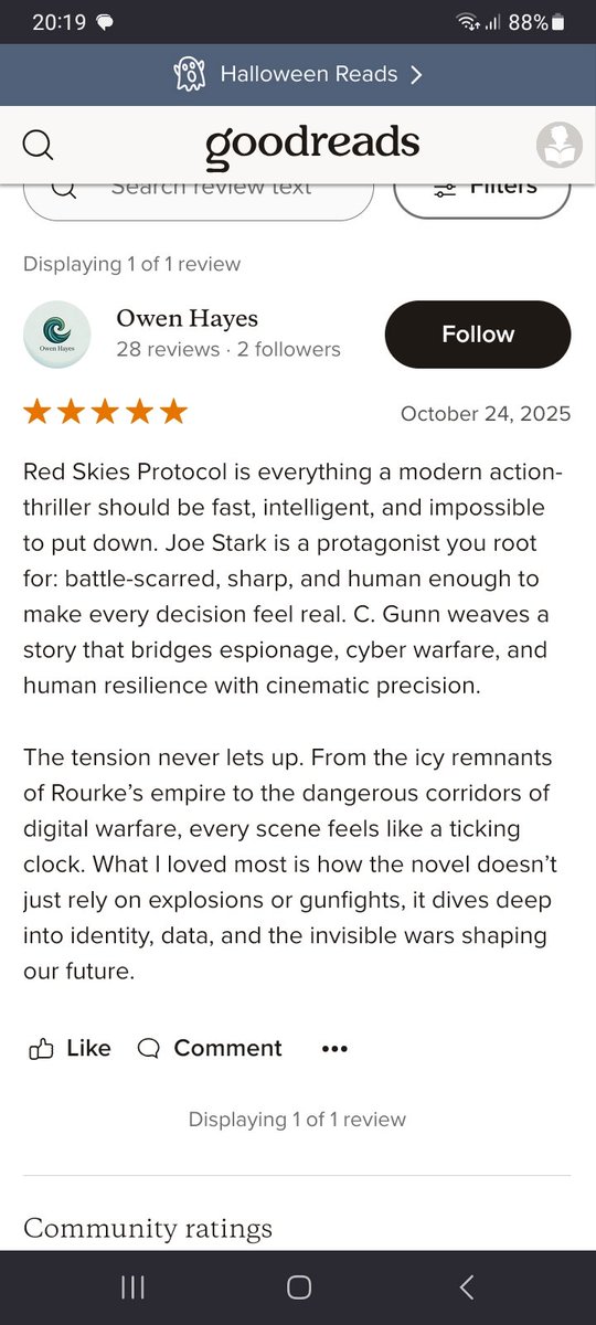 Book 2 has made it on to <a href="/goodreads/">Goodreads</a>. My intention with this series was always to havre them read like a movie. Read the latest review for book 2.
<a href="/Matt_Jarrett71/">Matt Jarrett</a> <a href="/JohnHammond73/">John Hammond</a> <a href="/maxybyrne/">Max Byrne</a> <a href="/realGlynDavies/">Glyn Erso</a> <a href="/DarkKnightAl79/">Alan</a> <a href="/ChrisG_TSU/">Christopher Galazka</a> <a href="/PhelpsTravel/">Chris - Phelps Travel Vlogs</a> <a href="/M_Cobbett71/">M.G. Cobbett (Writer/Reader/Reviewer) - see cover</a>