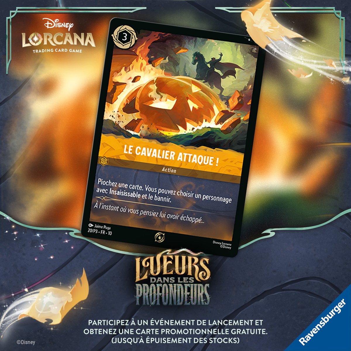 DisneyLorcanaFR's tweet photo. Découvrez toutes les cartes promo de ce nouveau set que vous pourrez obtenir auprès de vos boutiques de jeux locales, approuvées pour le jeu organisé ! #DisneyLorcana #Lueursdanslesprofondeurs https://t.co/RNvCmQJGSg