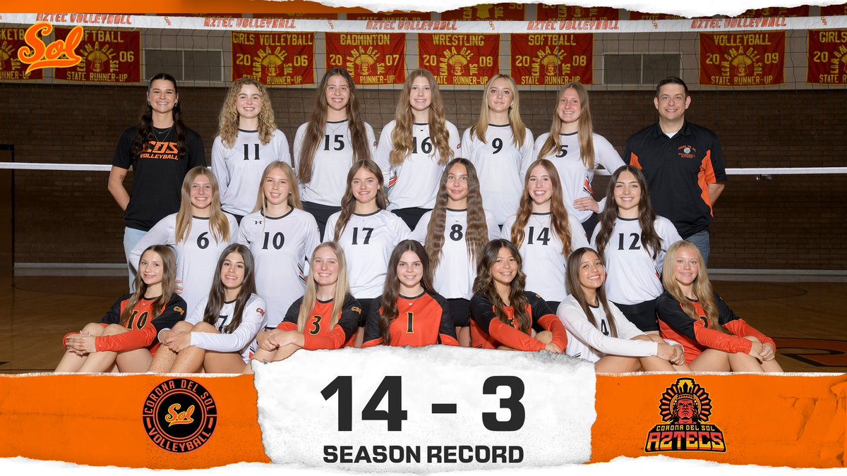CoronaDelSolVB's tweet image. Congratulations to our JV-A team for finishing their season with a record of 14-3! #aztecproud