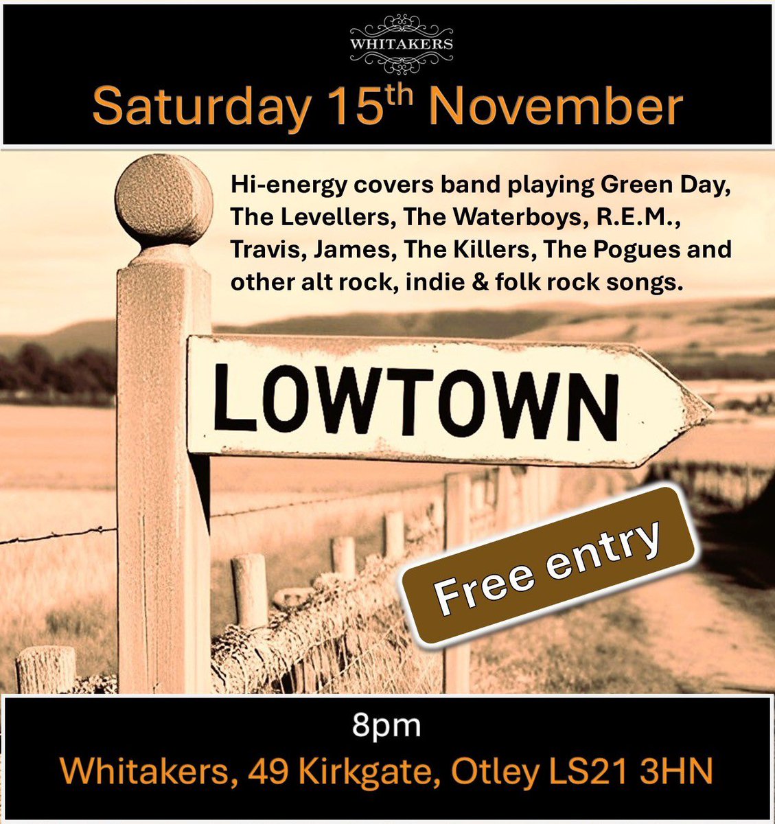 LowtownBand's tweet image. Next gig is at Whitakers #Otley on Saturday 15th November! 🎤🎸🎻🎹🥁 🎵🎶

If you’re coming, please sign up to the Facebook event ⬇️

facebook.com/events/s/lowto…

#SupportPubs #SupportLiveMusic #LiveMusic