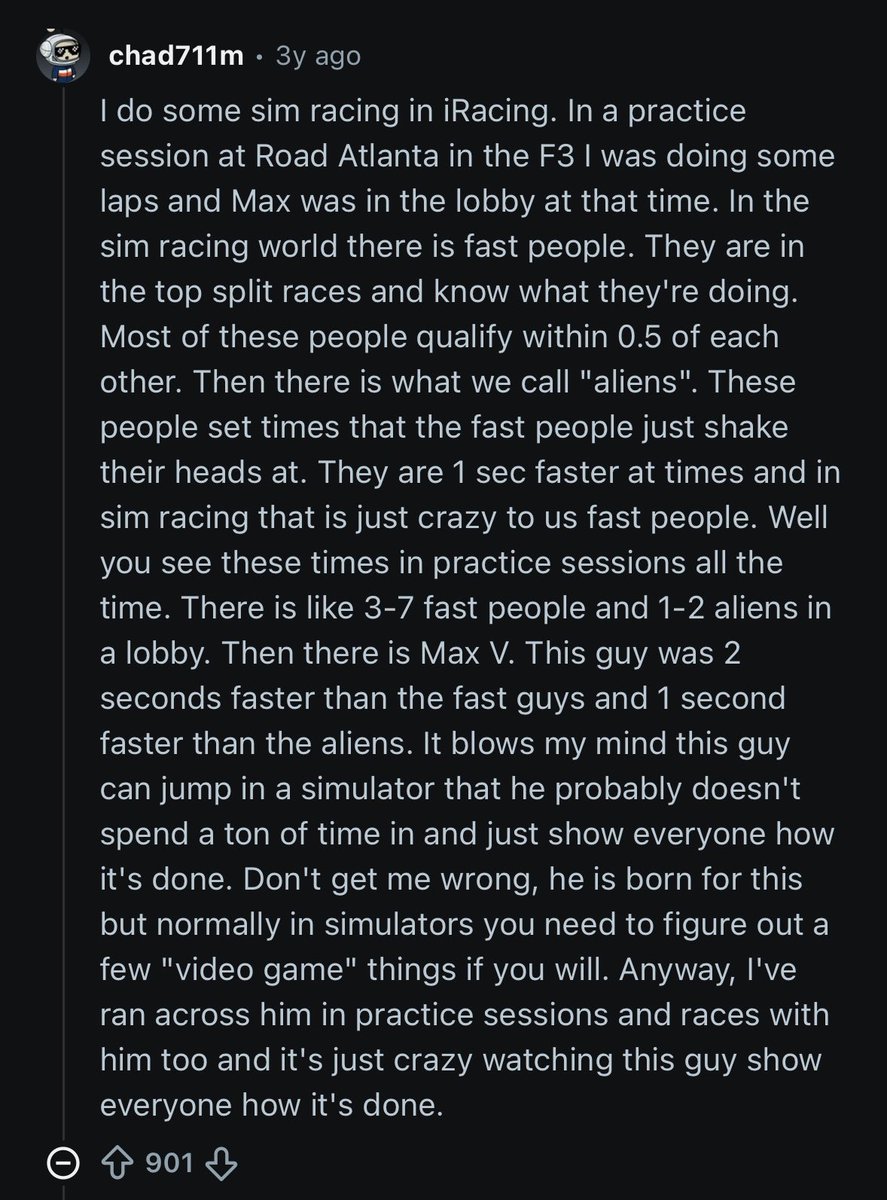 An old post about Max Verstappen’s skill in iRacing