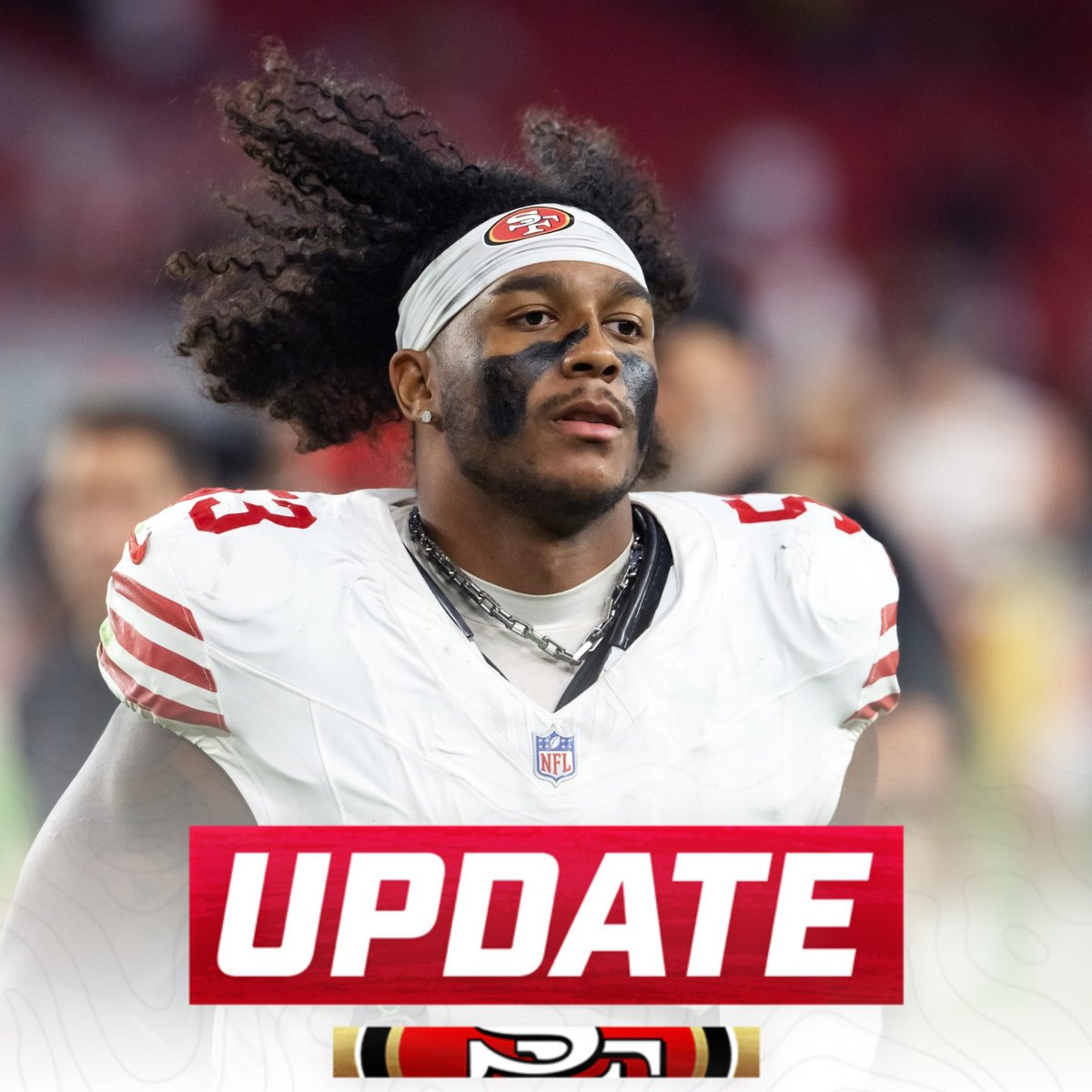 OurSf49ers's tweet image. The following #49ers players are all questionable for Sunday against NY, per Kyle Shanahan: 

LB Dee Winters (knee)
G Ben Bartch (knee)
OL Spencer Burford (knee)
DT Jordan Elliott (ankle)
DE Sam Okuayinonu (ankle)
QB Brock Purdy (toe)