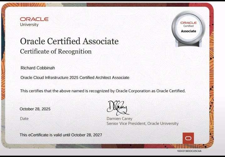 Rich_Places_'s tweet image. Added two more certs: 
OCI Foundation Associate ✅️
OCI Cloud Architect Associate ✅️
OCI AI Foundation Associate ✅️
I missed out on my Generative AI Exam 
Wanted that 😢  4th Cert badly becos of d free exam voucher valid till 2026 
But nevertheless, thank you! @Oracle