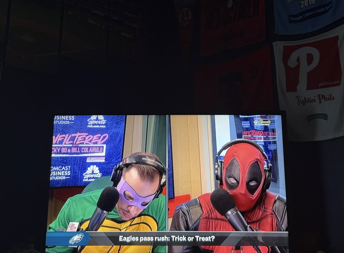 Unfiltered is awesome today with the costumes. Great to see people not taking themselves so seriously for a change.

<a href="/BillColarulo/">Bill Colarulo</a> <a href="/rickybottalico/">ricky bottalico</a> <a href="/sylvanakell/">syl</a> <a href="/975TheFanatic/">97.5 The Fanatic</a> <a href="/NBCSPhilly/">NBC Sports Philadelphia</a>