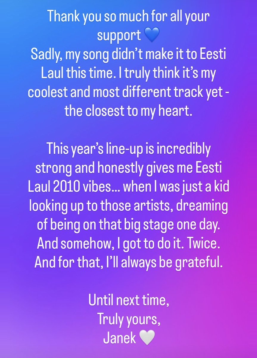 Janekonly's tweet photo. #eestilaul2026 #eurovision #esc2026 #janek https://t.co/KhxPW01aeL