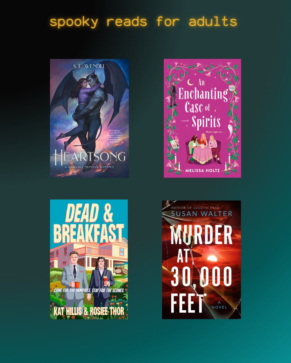 And let's not leave the adults out of the fun! Check out these fun and spooky reads for adults from <a href="/sewendelauthor/">S. E. Wendel✨Romantasy Author✨</a>, Kat Hillis &amp; <a href="/RosieeThor/">Rosiee Thor - Elsewhere</a>, Melissa Holtz, <a href="/susie_filmmaker/">Susan Walter Author</a>!