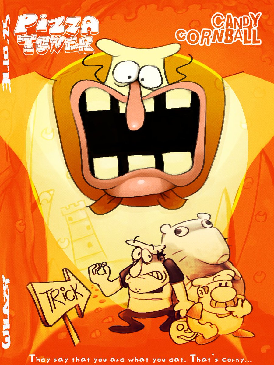 That's the biggest candy corn I've ever seen.
Happy Halloween! Now it's the Noise's turn.

#pizzatower