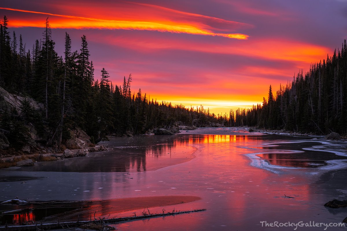 Halloween dreams or nightmares?. Sunrise this morning in Rocky Mountain National Park looking east from a nearly frozen Dream Lake.