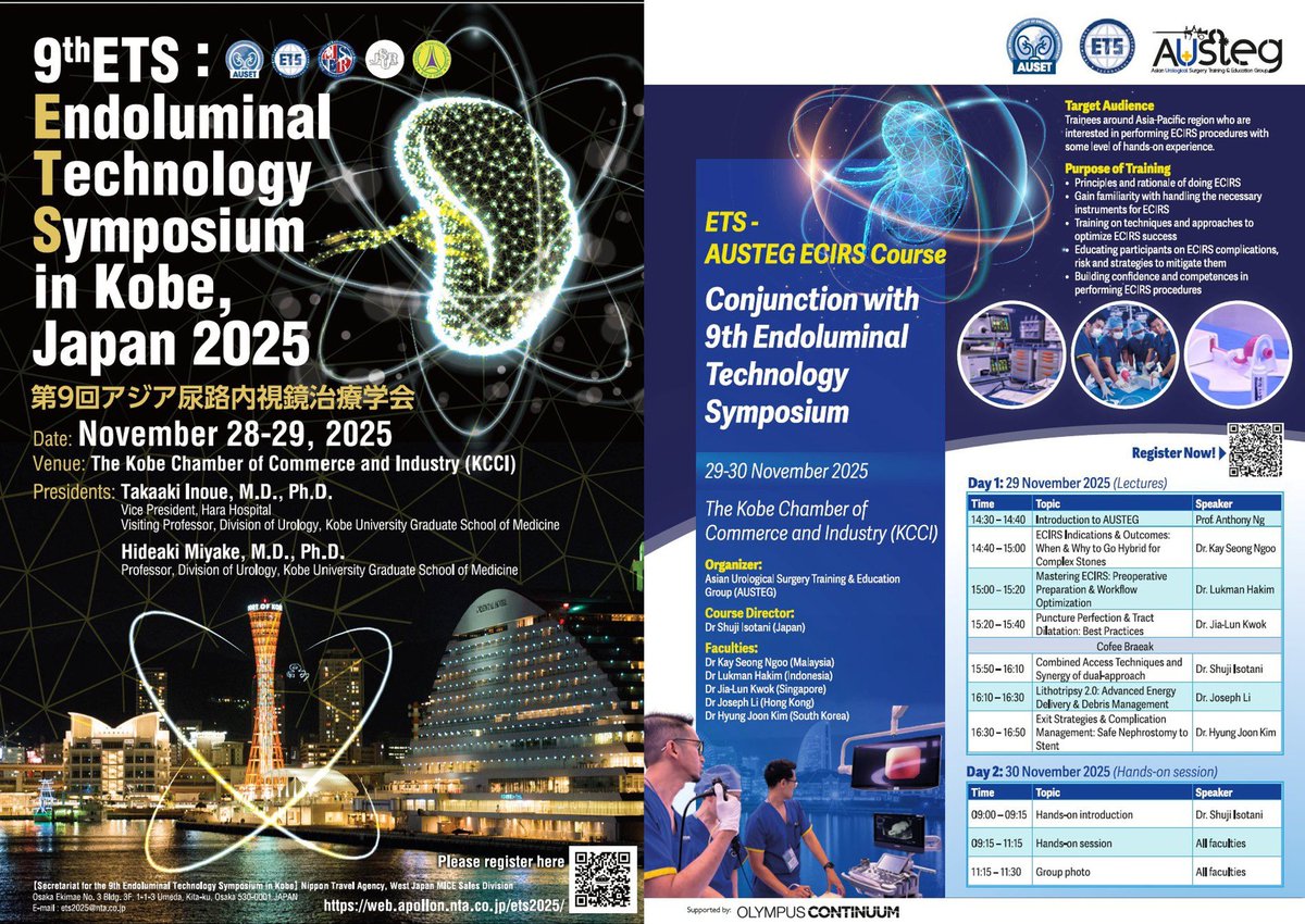 jl_kwok's tweet photo. 📅1 month to go: 2 great meetings with latest in #Endourology
✅️#ICE25 #EAUEndourology unique format- 1️⃣ of its kind. Semi-live/Tech/Al 
✅️#ETS25 #AUSET 🤝 collaborative session
🔗https://t.co/RCW1JNSEXV 🔗https://t.co/8pr5C4f37F

@Uroweb #EAUEndourology 
@asiaendouro #AUSET https://t.co/TIQixWKZ1m