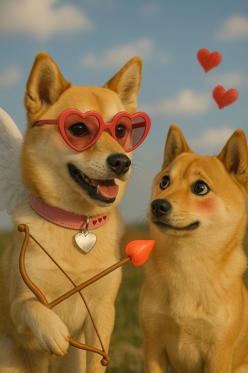 dogegftoken's tweet image. Going as the Cupid of Crypto 💘
Accidentally shot Doge again… now he’s more in love and more bullish 🫶🚀