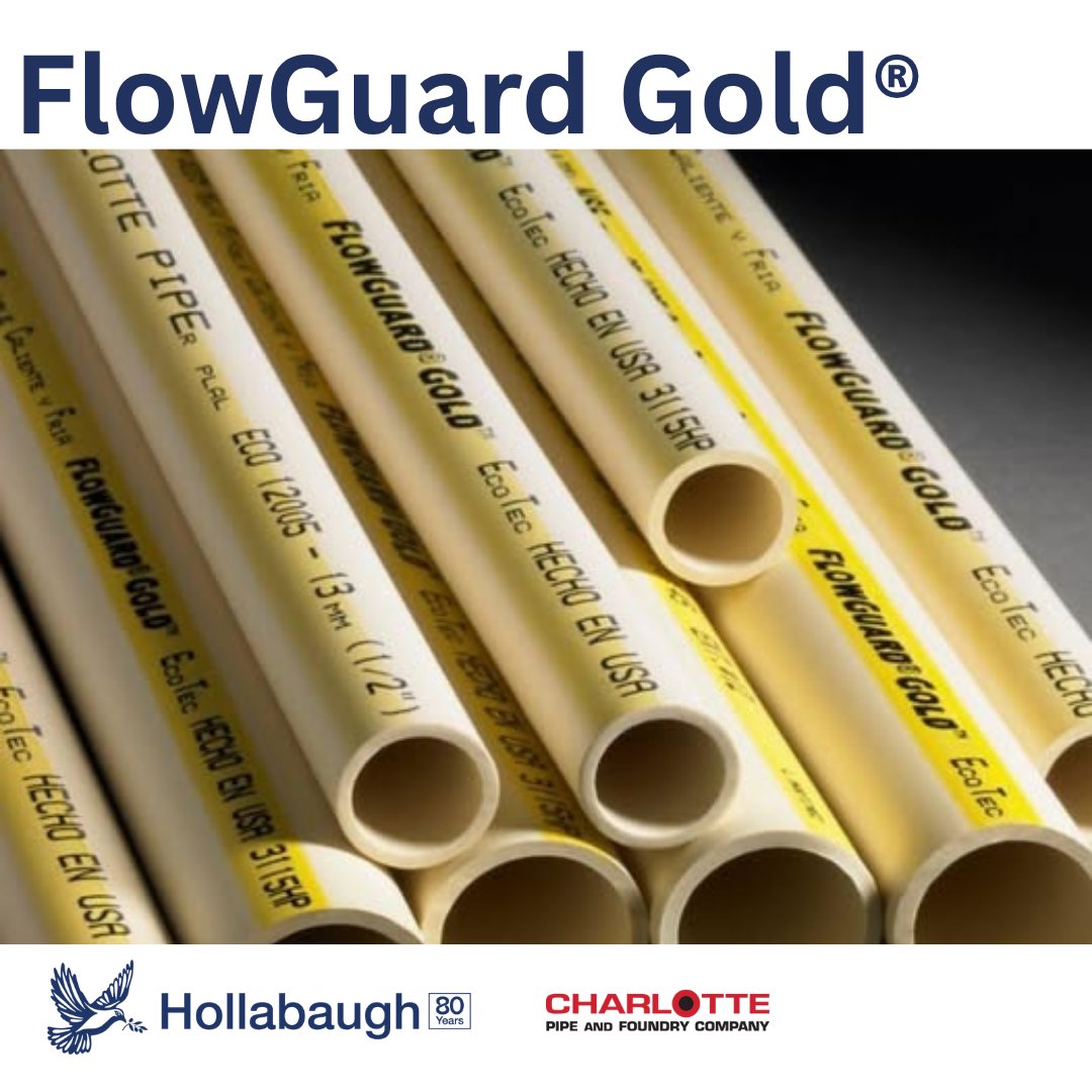 hollabaugh_bros's tweet image. Charlotte Pipe's FlowGuard Gold® offers better heat retention and lower water heater costs compared to metallic alternatives.

Represented in: AK, N ID, OR, WA

#CharlottePipeandFoundry #Hollabaugh