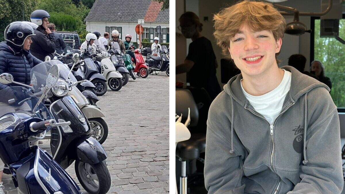 DeGentenaar's tweet photo. Vespaclub rijdt benefietrit voor zieke tiener Lou: “Hij blijft dapper, maar het is een zware strijd” https://t.co/OTwQpWijJt https://t.co/Xo6jgpQWrn