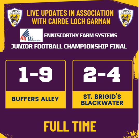 It's all over, and congratulations go to <a href="/buffersalley/">Buffers Alley</a>, the <a href="/EFSPaddy/">Enniscorthy Farm Systems Ltd</a> Junior Football Champions of 2025.
