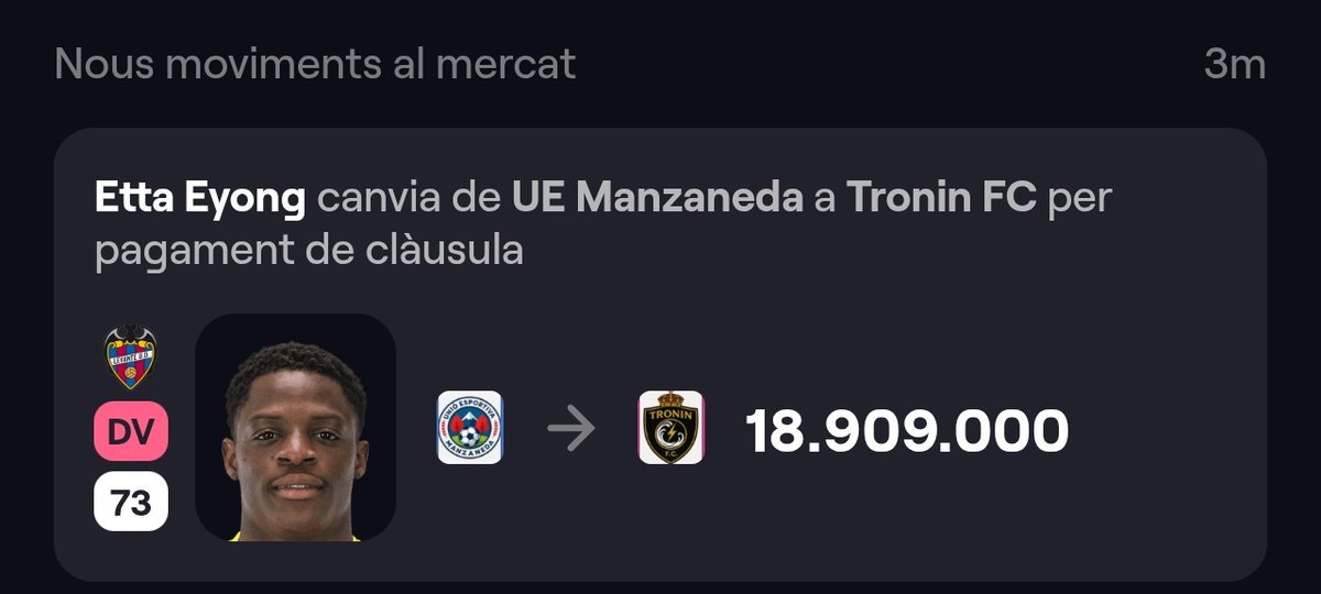 Tremenda calentada de Tronin que ficha a Etta Eyong por 19M€

El líder UE Manzaneda aún está alucinando. Le regalan la liga.