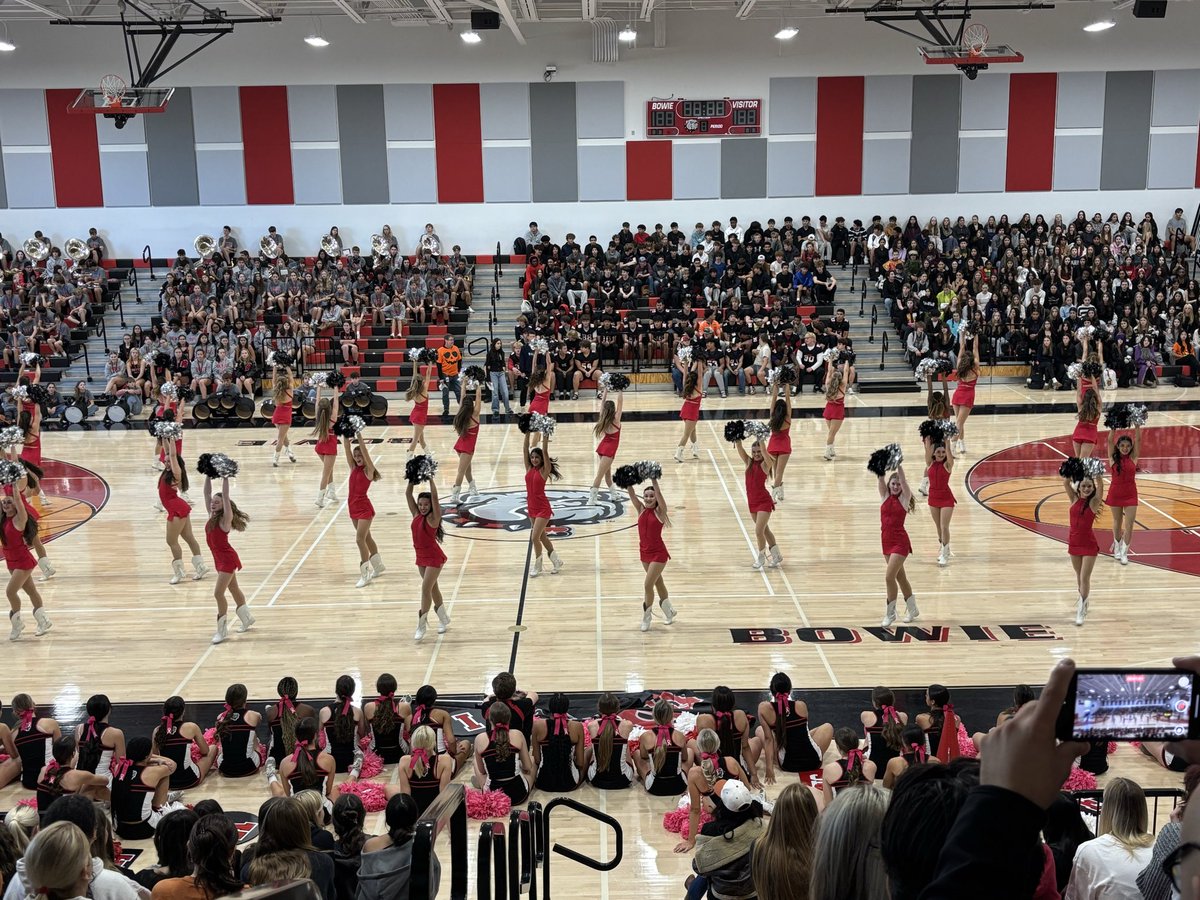 AISDBowie's tweet photo. Pep rally today! Go DAWGS! Beat Austin High!  @AISDBowie https://t.co/pbeNkB0qO7