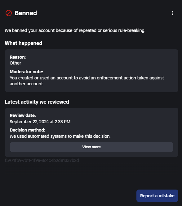aznsloss's tweet photo. Please repost this so @Roblox might notice!
So recently I've been terminated off of roblox for creating or using an alt account to avoid enforcement bans. The funny thing is that I didn't use any alts for that matter. Roblox Support is also just denying all of my appeals. https://t.co/0larPV8qSf