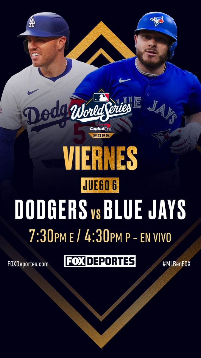 ¿Habrá séptimo juego? Por lo pronto hoy se juega el sexto… ⁦<a href="/Dodgers/">Los Angeles Dodgers</a>⁩ vs ⁦<a href="/BlueJays/">Toronto Blue Jays</a>⁩ a través de ⁦<a href="/FOXDeportes/">FOX Deportes</a>⁩ ¡Imperdible!