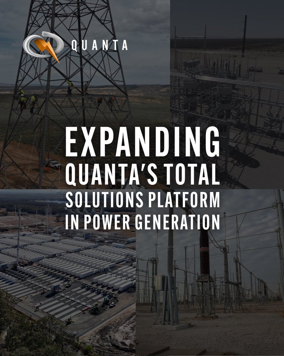 Quanta Services is expanding its total solutions power generation platform — building on decades of experience and craft-skilled capabilities to meet the growing demand for reliable, efficient energy infrastructure.

Read the full release: investors.quantaservices.com/news-events/pr…