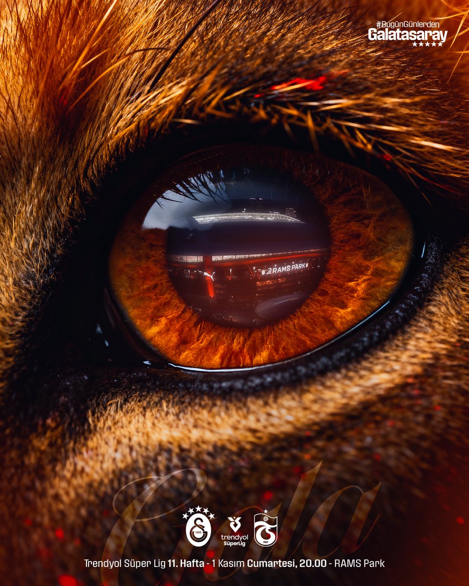 #BugünGünlerdenGALATASARAY 💪

🏆 Trendyol Süper Lig 2025-2026 Mehmet Ali Yılmaz Sezonu
🗓️ 11. Hafta
⚽ Trabzonspor
📆 01.11.2025
⏰ 20.00
🏟️ Ali Sami Yen Spor Kompleksi RAMS Park
📲 #GSvTS