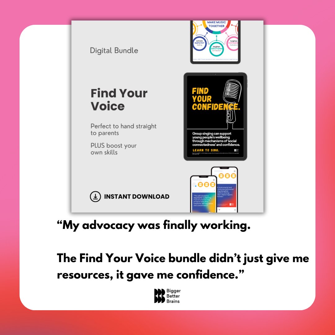 bb_brains's tweet image. A fellow music teacher shared how the Find Your Voice bundle turned hesitation into confidence, and their school felt the impact. 💛

Find your voice too: ow.ly/20e550X0CtT

✨ 15% off with code BELONGING15 (28 Oct – 11 Nov)

#biggerbetterbrains #musiclearning