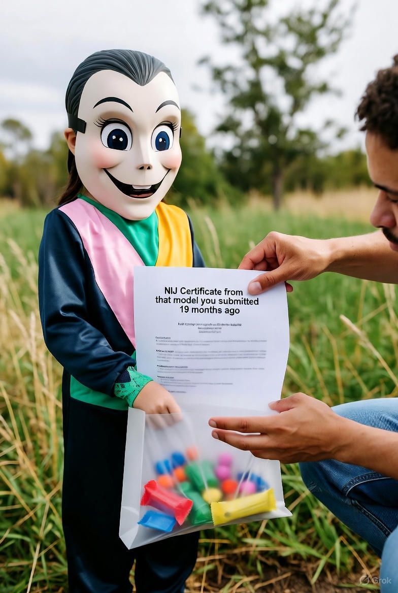 intelalytic's tweet image. Trick or treat? 

Here&apos;s your NIJ Certificate from that model you submitted 19 months ago. 

#IntelAlytic #TheArmorList #BodyArmor #Halloween