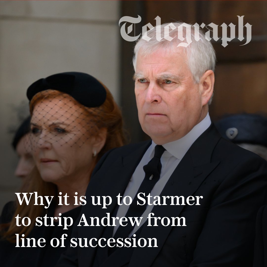 The Prime Minister is now coming under increasing pressure to remove Prince Andrew from the line of succession to make sure that he never becomes king 

But is it up to Starmer to have a role in stripping him from the line of succession? ⬇️
telegraph.co.uk/politics/2025/…