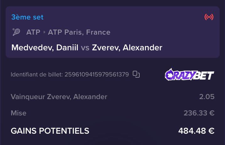 BakoPronos's tweet photo. #OpenDeParis 🎾 | Live 3e set :

🇩🇪 Alexander Zverev win • 2,05

❤️ si tu suis ! https://t.co/rxELwPiGNg