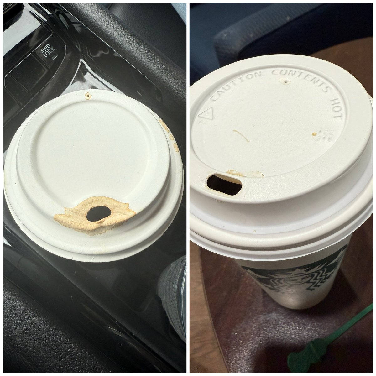 Travelling this week. Visited <a href="/Starbucks/">Starbucks</a> in Minneapolis.  Asked for a stopper. Was told they dont have anymore as they dont fit in the new lids. The lids that within 10 minutes disintegrate. Thankfully Texas and Michigan dont have this nonsense.