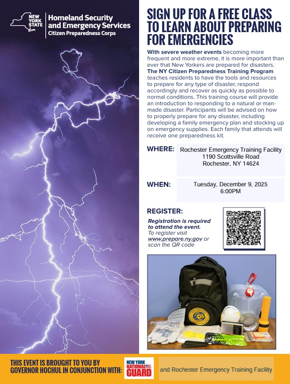 Join us for the NWS SKYWARN Training Session on 11/20/25 and the NY Citizen Preparedness Training Program on 12/9/25. To register, visit monroecounty.gov/safety-oem. We look forward to seeing you!
