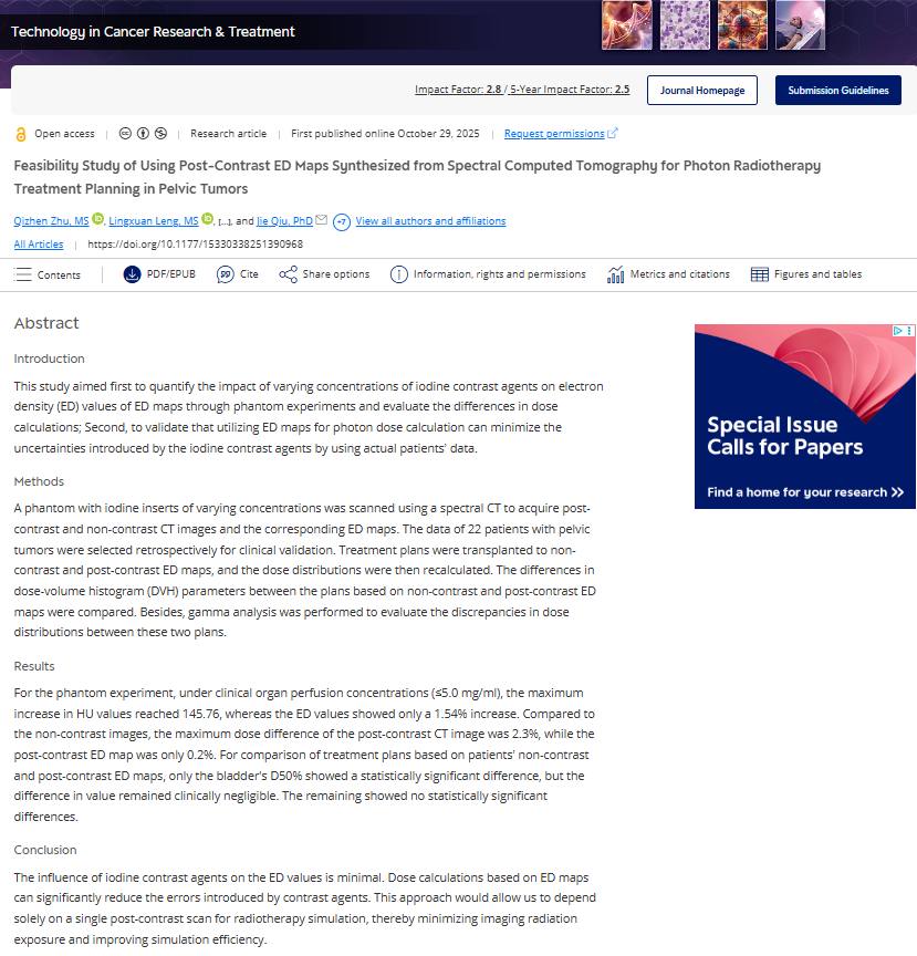 Technology in Cancer Research & Treatment journal tweet media