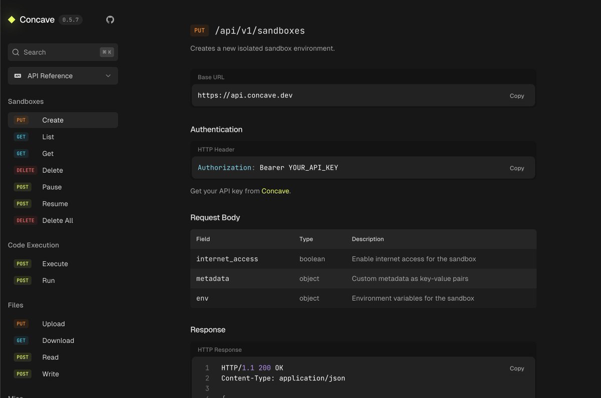 ConcaveAI's tweet photo. ✨ API Reference is here!
https://t.co/sZ4UuD5t3M https://t.co/aHVrO95Sft