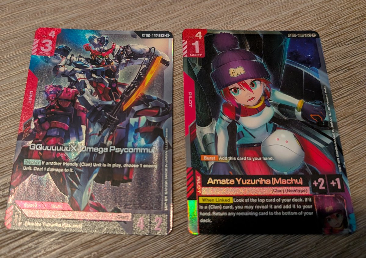 Took me a bit to get the new Gquuuuuux deck but I think I at least got lucky with the bonus packs in both the decks I got #GumdamTCG