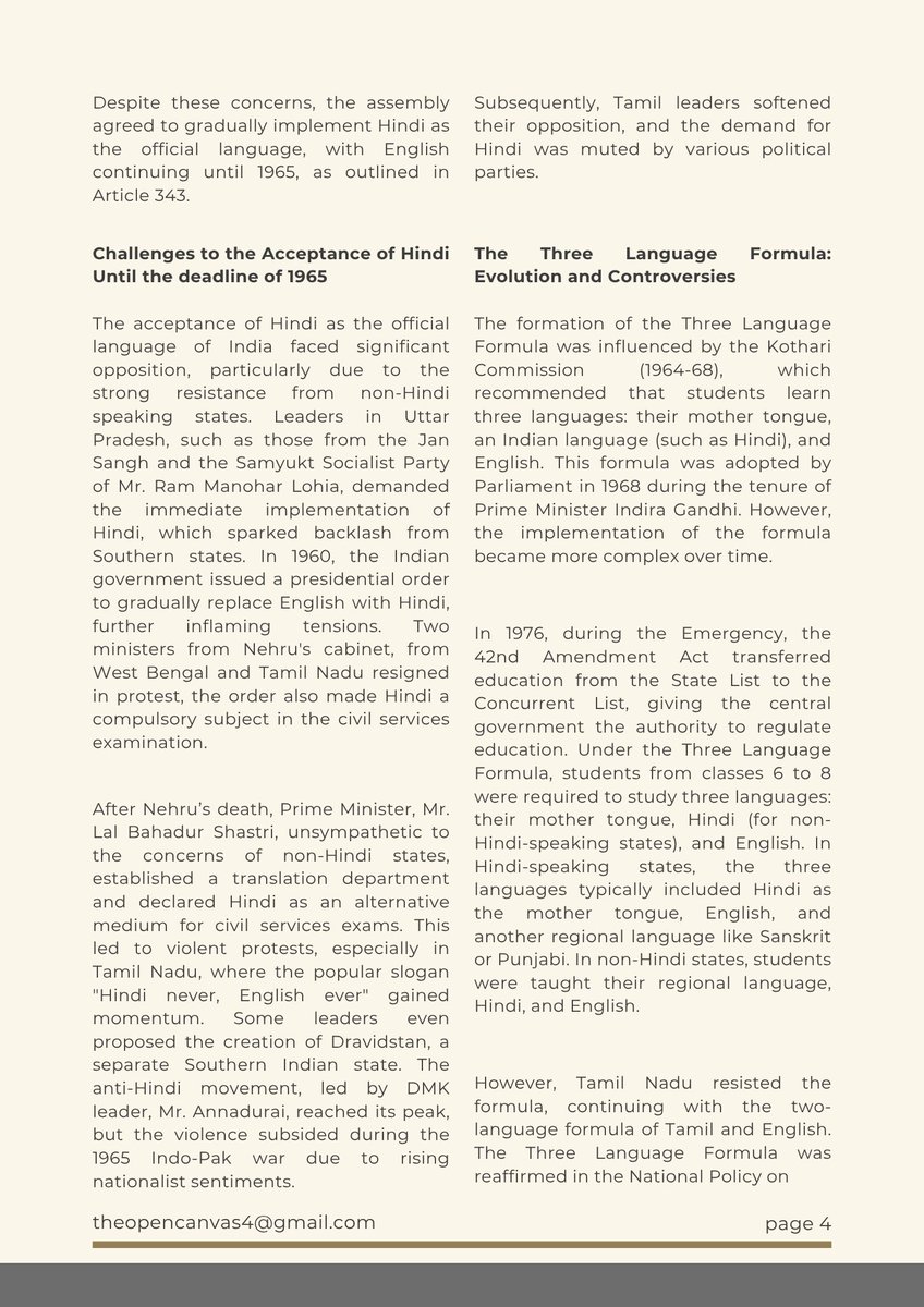 theopencanvas4's tweet image. Language, Identity, and Policy: Understanding the History and Controversy Around India’s Language Formula

#ThreeLanguageFormula
#NEP2020
#TamilNaduVsCentre
#LanguageDebate
#MotherTongueEducation
#LinguisticRights
#CooperativeFederalism
