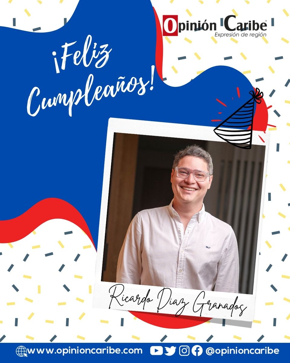 #CelebraciónOC | Desde Opinión Caribe felicitamos a  Ricardo Diaz Granados en su cumpleaños✨
¡Que este nuevo año llegue lleno de bendiciones y alegrías! 🎉

<a href="/by_vicro500/">Victor Rodriguez Fajardo</a> <a href="/ElCallejeroSM/">El Callejero se la pilla primero</a> <a href="/RicardoDzg/">Ricardo Diaz Granados DC</a>